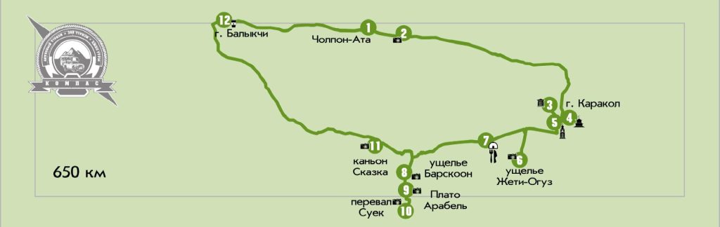 карты маршрутов вокруг иссык-куля